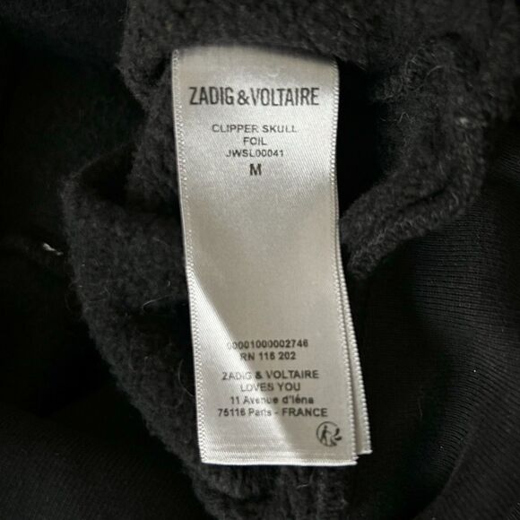 Zadig & Voltaire Clipper Skull Foil Hoodie in Black Size Medium - Picture 5 of 6
